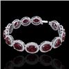 Image 2 : 27 ctw Garnet & Micro Pave VS/SI Diamond Certified Bracelet 10k White Gold - REF-360W2H