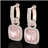 Image 1 : 5.50 ctw Morganite & Micro Pave VS/SI Diamond Earrings 14k Rose Gold - REF-152Y8X