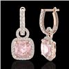 Image 2 : 5.50 ctw Morganite & Micro Pave VS/SI Diamond Earrings 14k Rose Gold - REF-152Y8X