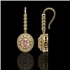 Image 2 : 7.85 ctw Morganite & Diamond Victorian Earrings 14K Yellow Gold - REF-317F5M