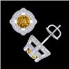 Image 3 : 2.75 ctw Intense Fancy Yellow Diamond Micro Pave Earrings 18k White Gold - REF-263M6G