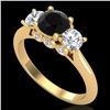 Image 1 : 1.5 ctw Fancy Black Diamond Art Deco 3 Stone Ring 18k Yellow Gold - REF-136Y4X