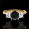 Image 2 : 1.5 ctw Fancy Black Diamond Art Deco 3 Stone Ring 18k Yellow Gold - REF-136Y4X