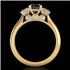 Image 3 : 1.5 ctw Fancy Black Diamond Art Deco 3 Stone Ring 18k Yellow Gold - REF-136Y4X