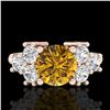 Image 2 : 1.51 ctw Intense Fancy Yellow Diamond Art Deco Ring 18k Rose Gold - REF-263K6Y