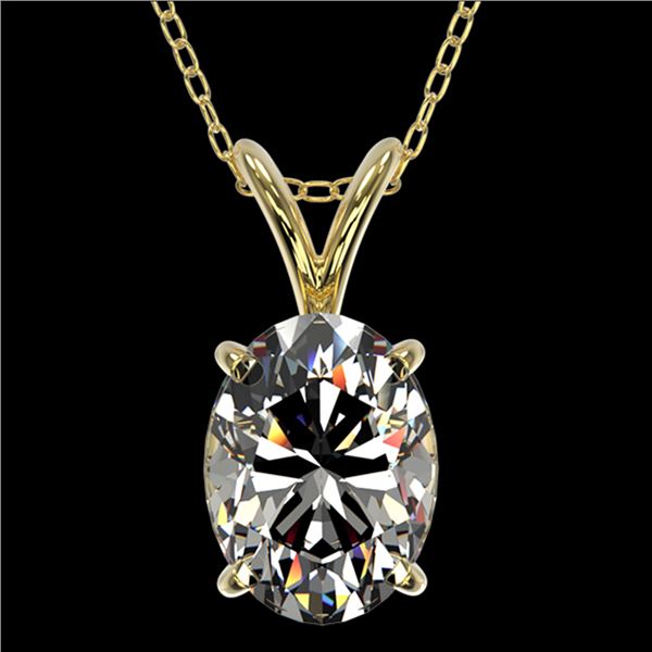 1.25 ctw Certified VS/SI Quality Oval Diamond Necklace 10k Yellow Gold - REF-325X2A