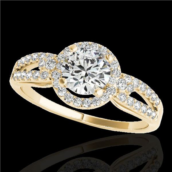 1.25 ctw Certified Diamond Solitaire Halo Ring 10k Yellow Gold - REF-190A9N