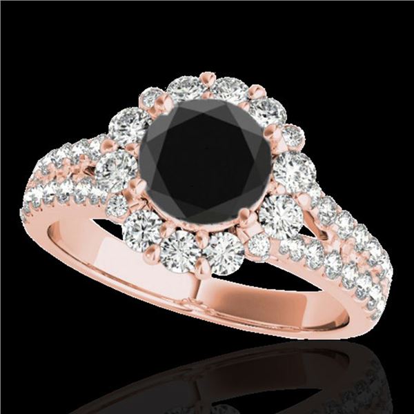 2.51 ctw Certified VS Black Diamond Solitaire Halo Ring 10k Rose Gold - REF-92W8H