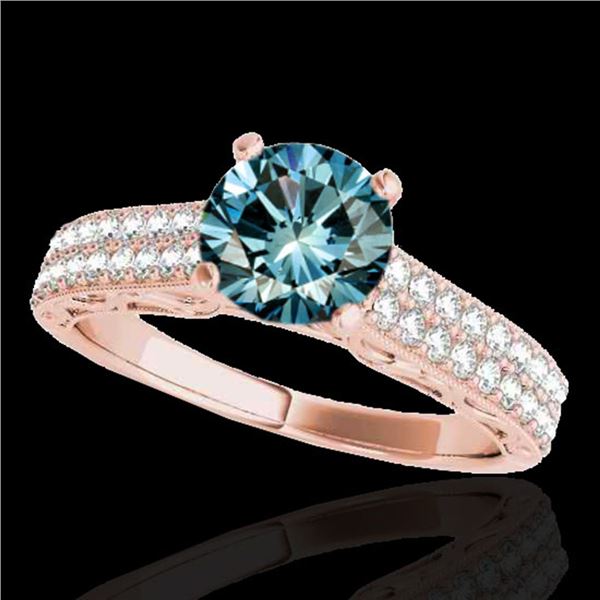 1.41 ctw SI Certified Blue Diamond Solitaire Antique Ring 10k Rose Gold - REF-132W3H