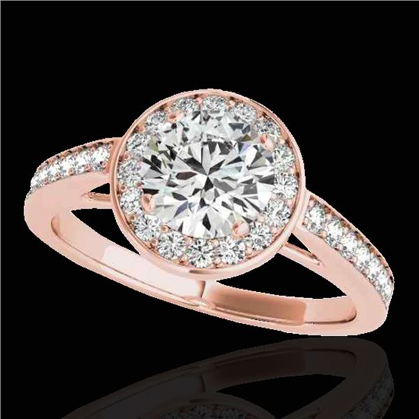 1.45 ctw Certified Diamond Solitaire Halo Ring 10k Rose Gold - REF-197X8A