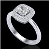 Image 2 : 1.16 ctw Micro SI Cushion Diamond Engagment Ring Halo 18k White Gold - REF-149F5M