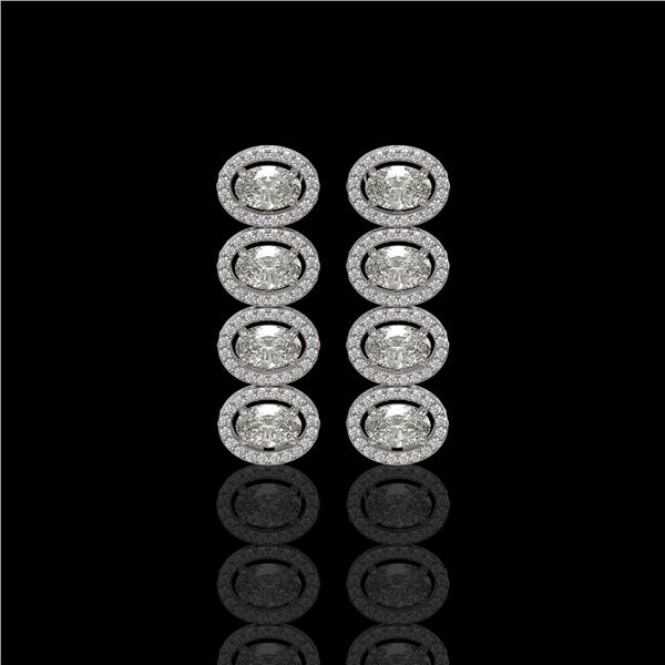 5.33 ctw Oval Cut Diamond Micro Pave Earrings 18K White Gold - REF-736K8Y