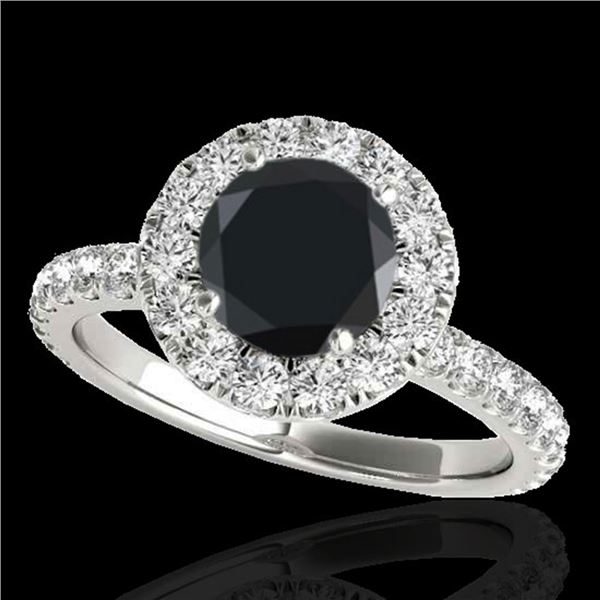 2 ctw Certified VS Black Diamond Solitaire Halo Ring 10k White Gold - REF-65W6H