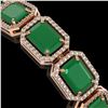 Image 3 : 38.61 ctw Emerald & Diamond Micro Pave Halo Bracelet 10k Rose Gold - REF-456G5W