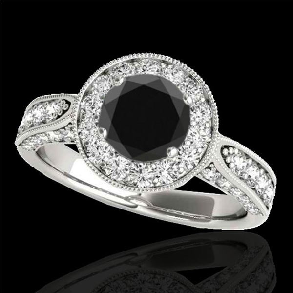 2 ctw Certified VS Black Diamond Solitaire Halo Ring 10k White Gold - REF-80W6H