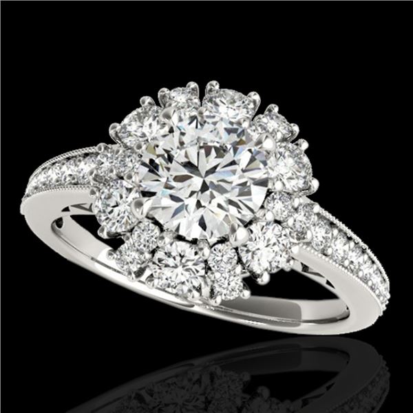 2.16 ctw Certified Diamond Solitaire Halo Ring 10k White Gold - REF-200X5A