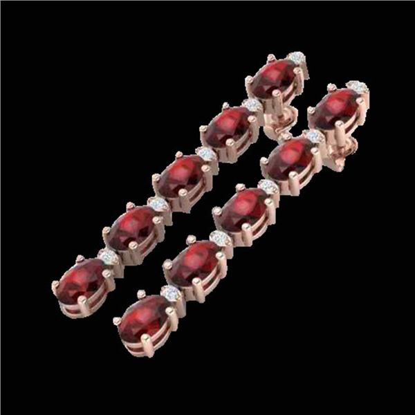 15.47 ctw Garnet & VS/SI Certified Diamond Tennis Earrings 10k Rose Gold - REF-74F8M