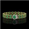 Image 1 : 19.57 ctw Emerald & Diamond Bracelet 14K Yellow Gold - REF-263F6M