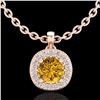 Image 1 : 1.1 ctw Intense Fancy Yellow Diamond Art Deco Necklace 18k Rose Gold - REF-167H6R