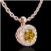 Image 3 : 1.1 ctw Intense Fancy Yellow Diamond Art Deco Necklace 18k Rose Gold - REF-167H6R