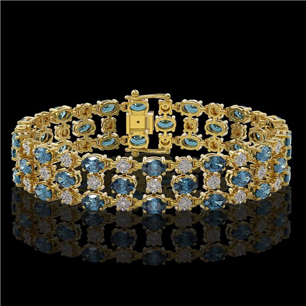 25.07 ctw London Topaz & Diamond Bracelet 10K Yellow Gold - REF-227W3H