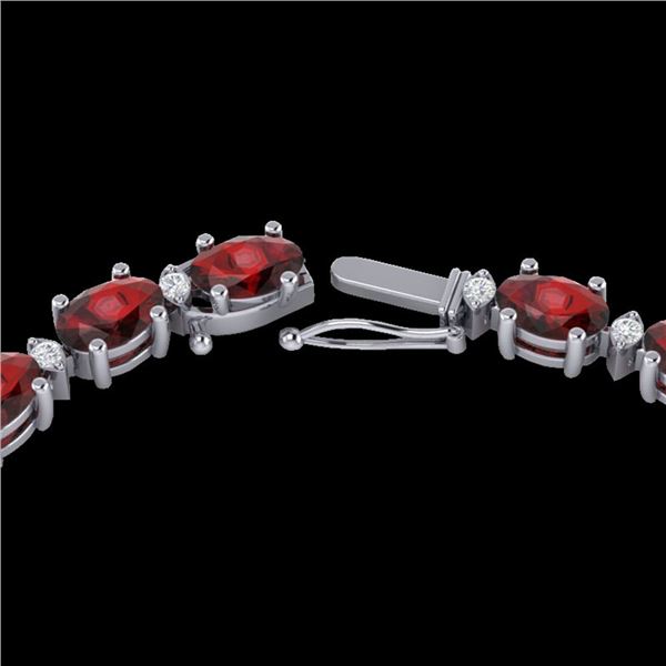 61.85 ctw Garnet & VS/SI Diamond Eternity Necklace 10k White Gold - REF-300A2N