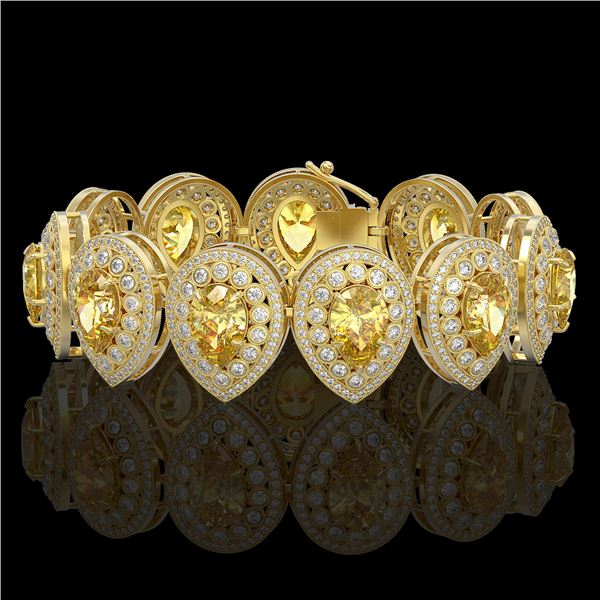 46.44 ctw Canary Citrine & Diamond Victorian Bracelet 14K Yellow Gold - REF-1328F2M