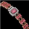 Image 2 : 16.97 ctw Tourmaline & Diamond Bracelet 14K Rose Gold - REF-236Y4X