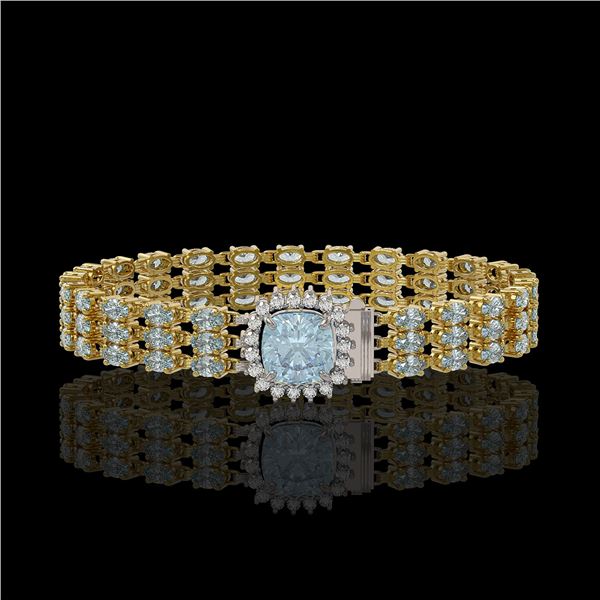 29.89 ctw Sky Topaz & Diamond Bracelet 14K Yellow Gold - REF-281R8K