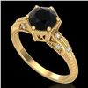 Image 1 : 1.17 ctw Fancy Black Diamond Engagment Art Deco Ring 18k Yellow Gold - REF-85F5M