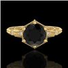 Image 2 : 1.17 ctw Fancy Black Diamond Engagment Art Deco Ring 18k Yellow Gold - REF-85F5M