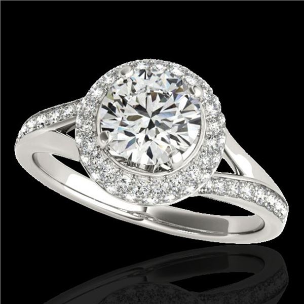 1.85 ctw Certified Diamond Solitaire Halo Ring 10k White Gold - REF-250N9F