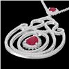 Image 1 : 3.20 ctw Ruby & Micro Pave Diamond Heart Necklace 14k White Gold - REF-212A8N