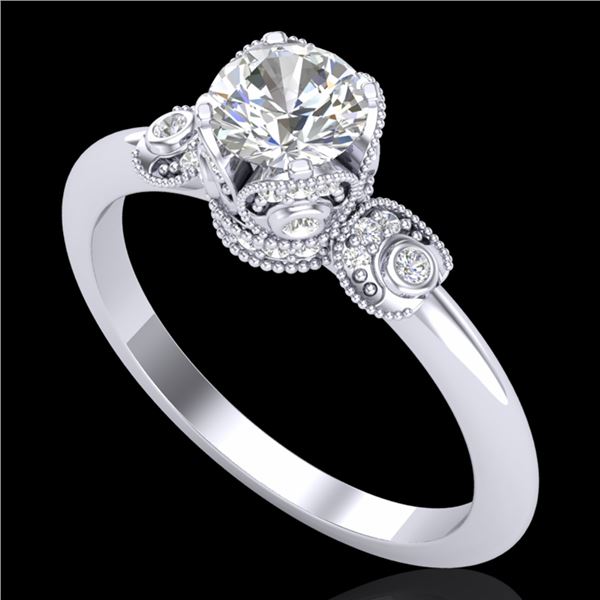 1 ctw VS/SI Diamond Solitaire Art Deco Ring 18k White Gold - REF-143N6F