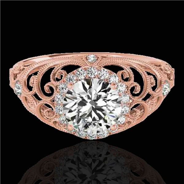 1.22 ctw Certified Diamond Solitaire Halo Ring 10k Rose Gold - REF-177H3R