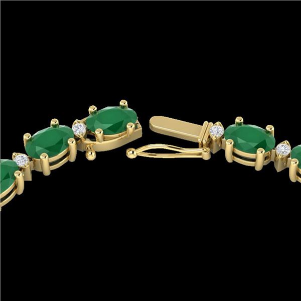 35 ctw Emerald & VS/SI Diamond Eternity Necklace 10k Yellow Gold - REF-200W8H