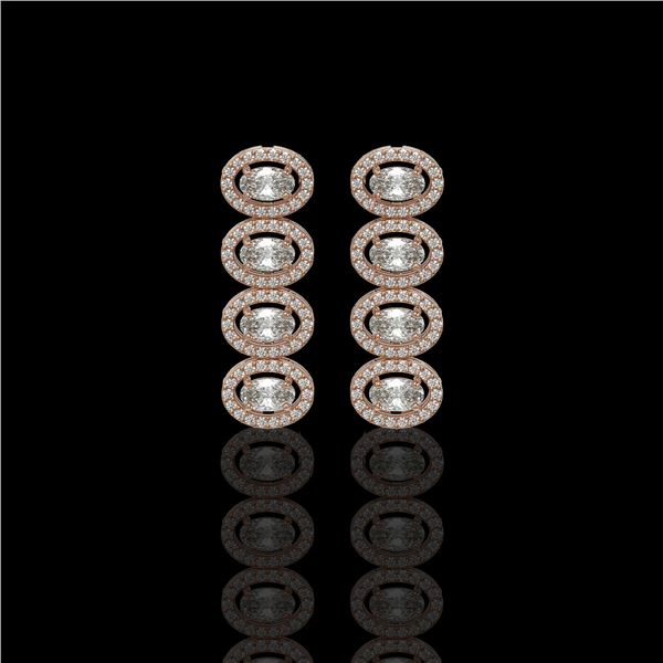 3.84 ctw Oval Cut Diamond Micro Pave Earrings 18K Rose Gold - REF-334A6N