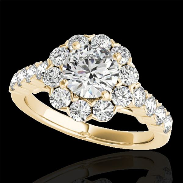 2.35 ctw Certified Diamond Solitaire Halo Ring 10k Yellow Gold - REF-252N3F