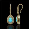 Image 2 : 7.95 ctw Turquoise & Diamond Victorian Earrings 14K Yellow Gold - REF-241Y5X