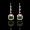 Image 1 : 5.1 ctw Certified Emerald & Diamond Victorian Earrings 14K Rose Gold - REF-172F8M