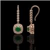 Image 2 : 5.1 ctw Certified Emerald & Diamond Victorian Earrings 14K Rose Gold - REF-172F8M