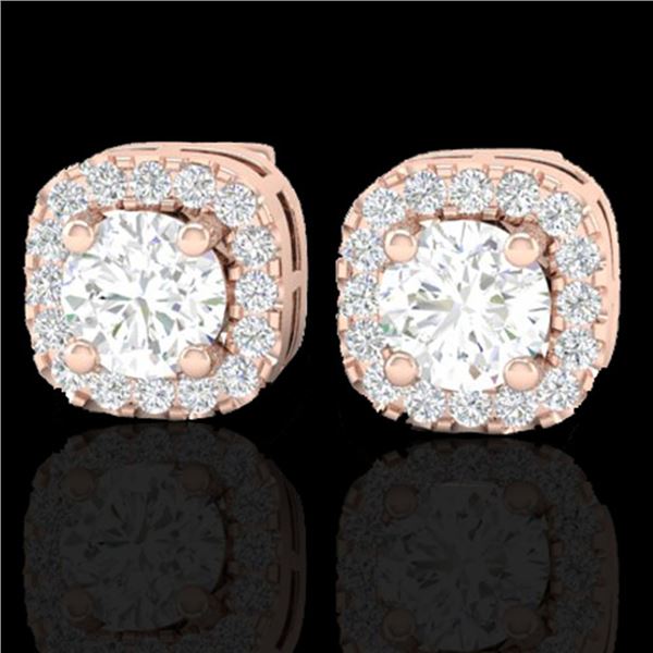 0.75 ctw Micro Pave VS/SI Diamond Earrings Designer Halo 14k Rose Gold - REF-87A3N