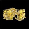 Image 3 : 2.04 ctw Certified Intense Yellow Diamond Stud Earrings 10k Yellow Gold - REF-294M5G