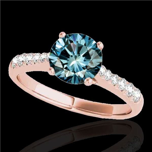 1.25 ctw SI Certified Fancy Blue Diamond Solitaire Ring 10k Rose Gold - REF-117K3Y