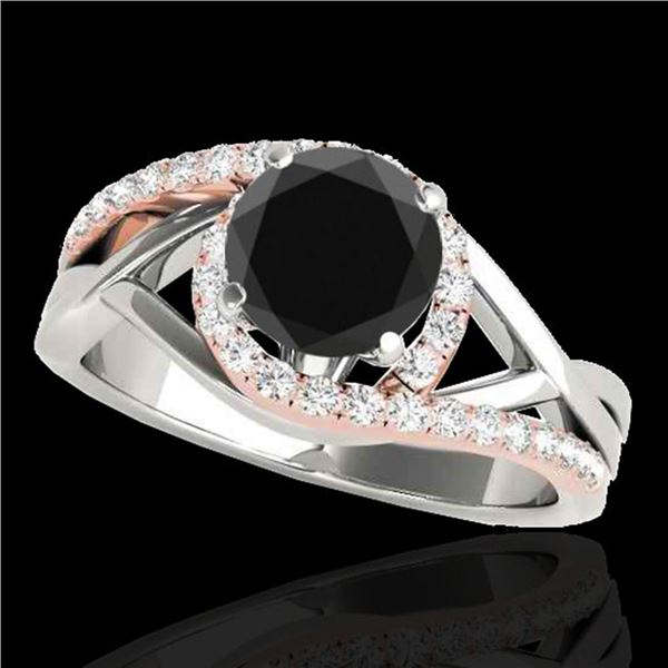 1.55 ctw Certified VS Black Diamond Bypass Solitaire Ring 10k 2Tone Gold - REF-55A5N