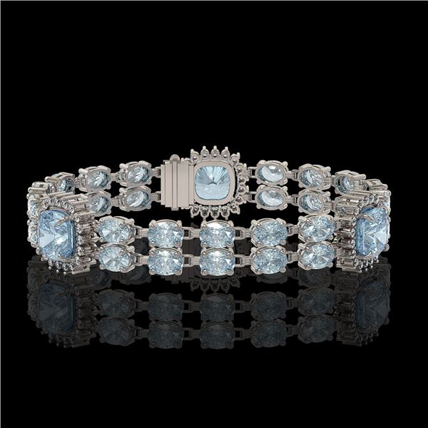 17.19 ctw Aquamarine & Diamond Bracelet 14K White Gold - REF-289M3G