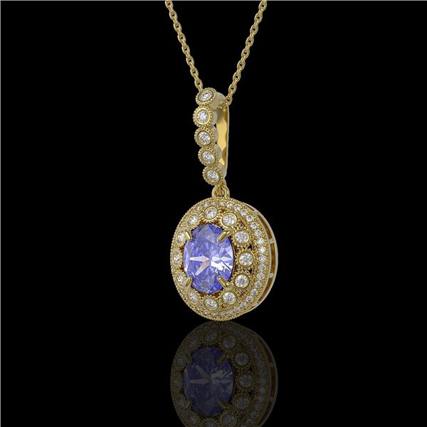 4.77 ctw Tanzanite & Diamond Victorian Necklace 14K Yellow Gold - REF-169N8F