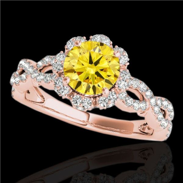 1.69 ctw Certified SI/I Fancy Intense Yellow Diamond Ring 10k Rose Gold - REF-197H8R