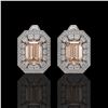 Image 1 : 11.69 ctw Morganite & Diamond Victorian Earrings 14K White Gold - REF-381K5Y