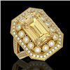 Image 1 : 5.85 ctw Canary Citrine & Diamond Victorian Ring 14K Yellow Gold - REF-145N6F